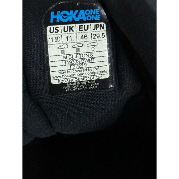 Hoka One One Mens Clifton 8 Black Running Shoes Sneakers Sz 11.5 main image 6